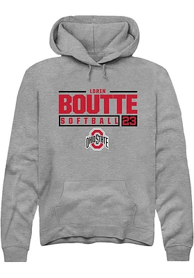 Lorin Boutté  Rally Ohio State Buckeyes Mens Graphite NIL Stacked Box Long Sleeve Hoodie