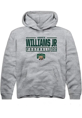 Adonis Williams Jr.  Rally Ohio Bobcats Youth Grey NIL Stacked Box Long Sleeve Hoodie