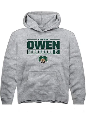 Coleman Owen  Rally Ohio Bobcats Youth Grey NIL Stacked Box Long Sleeve Hoodie