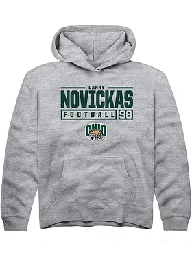 Danny Novickas  Rally Ohio Bobcats Youth Grey NIL Stacked Box Long Sleeve Hoodie