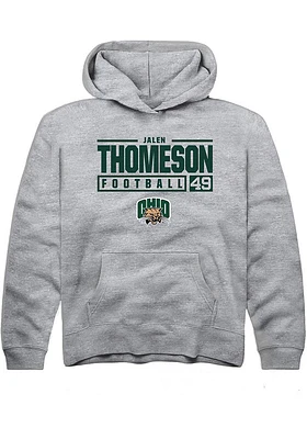 Jalen Thomeson  Rally Ohio Bobcats Youth Grey NIL Stacked Box Long Sleeve Hoodie