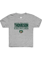 Jalen Thomeson  Rally Ohio Bobcats Youth Grey NIL Stacked Box Short Sleeve T-Shirt