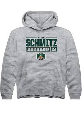 Kadin Schmitz  Rally Ohio Bobcats Youth Grey NIL Stacked Box Long Sleeve Hoodie