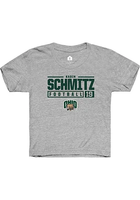 Kadin Schmitz  Rally Ohio Bobcats Youth Grey NIL Stacked Box Short Sleeve T-Shirt