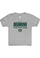 Khamani Debrow  Rally Ohio Bobcats Youth Grey NIL Stacked Box Short Sleeve T-Shirt