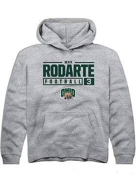 Max Rodarte  Rally Ohio Bobcats Youth Grey NIL Stacked Box Long Sleeve Hoodie