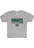 Max Rodarte  Rally Ohio Bobcats Youth Grey NIL Stacked Box Short Sleeve T-Shirt