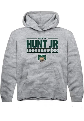 Rickey Hunt Jr  Rally Ohio Bobcats Youth Grey NIL Stacked Box Long Sleeve Hoodie