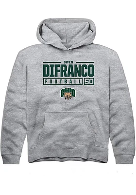 Owen DiFranco  Rally Ohio Bobcats Youth Grey NIL Stacked Box Long Sleeve Hoodie