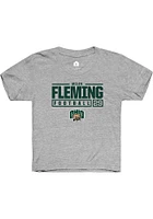Miles Fleming  Rally Ohio Bobcats Youth Grey NIL Stacked Box Short Sleeve T-Shirt