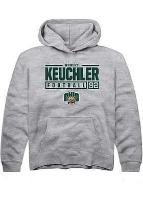Robert Keuchler  Rally Ohio Bobcats Youth Grey NIL Stacked Box Long Sleeve Hoodie