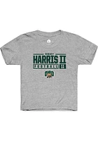 Rodney Harris II  Rally Ohio Bobcats Youth Grey NIL Stacked Box Short Sleeve T-Shirt