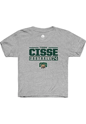 Tigana Cisse  Rally Ohio Bobcats Youth Grey NIL Stacked Box Short Sleeve T-Shirt