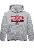 Austin Siereveld  Rally Ohio State Buckeyes Youth Grey NIL Stacked Box Long Sleeve Hoodie