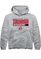 Davison Igbinosun  Rally Ohio State Buckeyes Youth Grey NIL Stacked Box Long Sleeve Hoodie