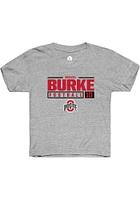 Denzel Burke  Rally Ohio State Buckeyes Youth Grey NIL Stacked Box Short Sleeve T-Shirt