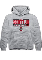 Gee Scott Jr.  Rally Ohio State Buckeyes Youth Grey NIL Stacked Box Long Sleeve Hoodie