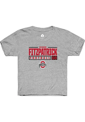 George Fitzpatrick  Rally Ohio State Buckeyes Youth Grey NIL Stacked Box Short Sleeve T-Shirt