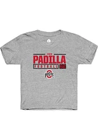 Josh Padilla  Rally Ohio State Buckeyes Youth Grey NIL Stacked Box Short Sleeve T-Shirt