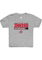 Brandon Inniss  Rally Ohio State Buckeyes Youth Grey NIL Stacked Box Short Sleeve T-Shirt