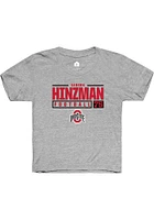 Carson Hinzman  Rally Ohio State Buckeyes Youth Grey NIL Stacked Box Short Sleeve T-Shirt