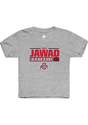 Hadi Jawad  Rally Ohio State Buckeyes Youth Grey NIL Stacked Box Short Sleeve T-Shirt