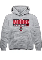 Ian Moore  Rally Ohio State Buckeyes Youth Grey NIL Stacked Box Long Sleeve Hoodie