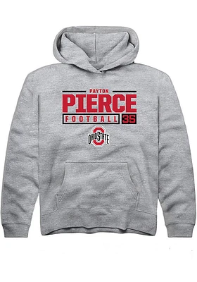 Payton Pierce  Rally Ohio State Buckeyes Youth Grey NIL Stacked Box Graphic Long Sleeve Hoodie