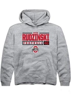Ryan Rudzinski  Rally Ohio State Buckeyes Youth Grey NIL Stacked Box Long Sleeve Hoodie