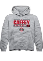 TC Caffey  Rally Ohio State Buckeyes Youth Grey NIL Stacked Box Long Sleeve Hoodie