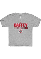 TC Caffey  Rally Ohio State Buckeyes Youth Grey NIL Stacked Box Short Sleeve T-Shirt