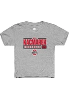 Will Kacmarek  Rally Ohio State Buckeyes Youth Grey NIL Stacked Box Short Sleeve T-Shirt