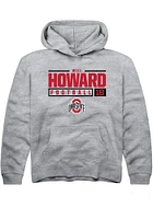 Will Howard  Rally Ohio State Buckeyes Youth Grey NIL Stacked Box Long Sleeve Hoodie