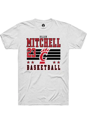 Dillon Mitchell  Cincinnati Bearcats White Rally NIL Striped Short Sleeve T Shirt