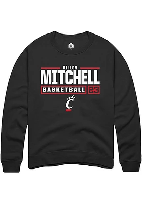 Dillon Mitchell Rally Cincinnati Bearcats Mens NIL Stacked Box Long Sleeve Crew Sweatshirt