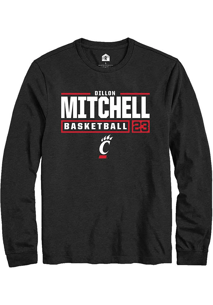 Dillon Mitchell Cincinnati Bearcats Rally NIL Stacked Box Long Sleeve T Shirt