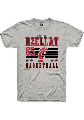 Halvine Dzellat  Cincinnati Bearcats Ash Rally NIL Striped Short Sleeve T Shirt