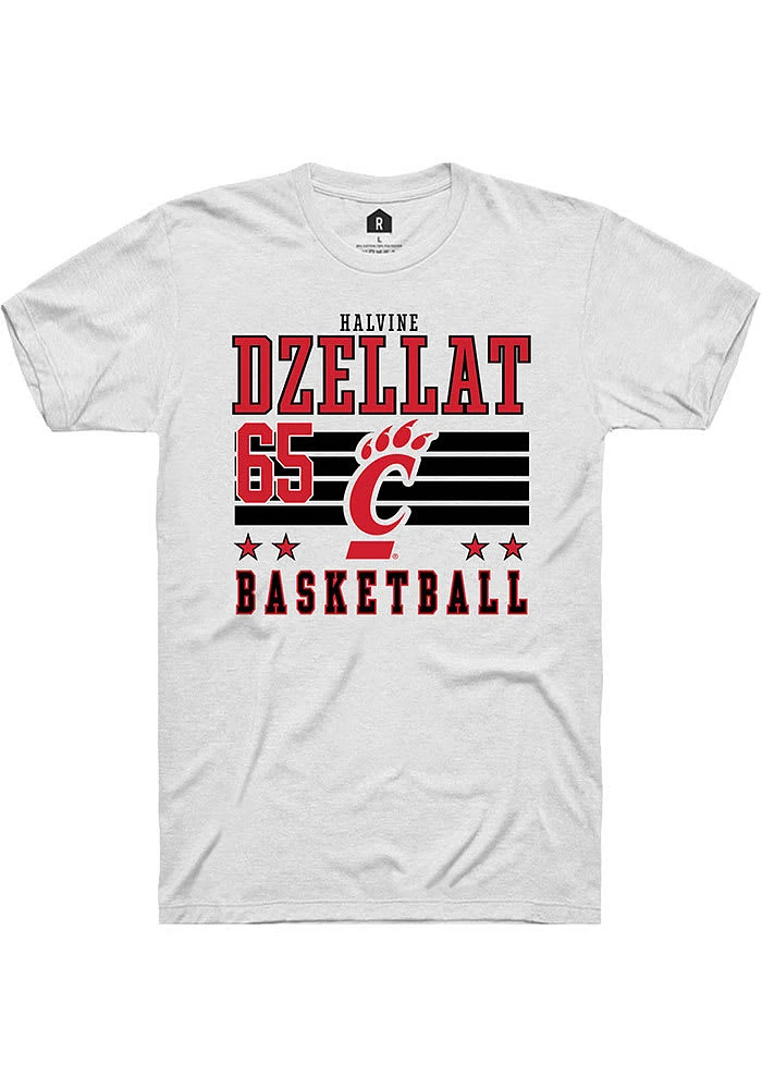 Halvine Dzellat  Cincinnati Bearcats White Rally NIL Striped Short Sleeve T Shirt