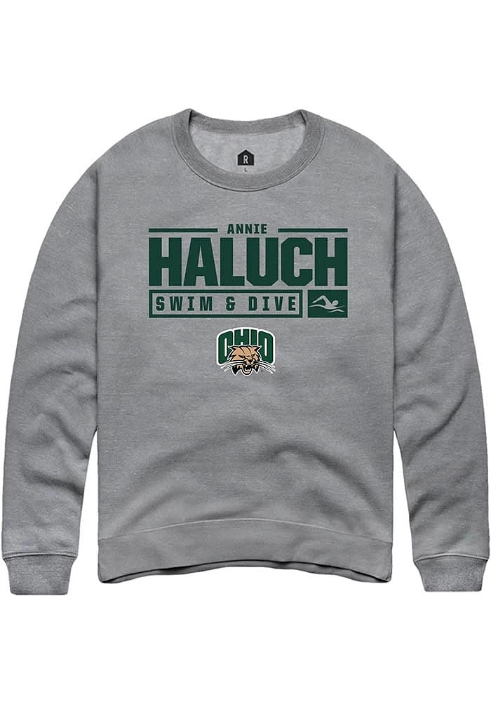 Annie Haluch Rally Ohio Bobcats Mens Graphite NIL Stacked Box Long Sleeve Crew Sweatshirt
