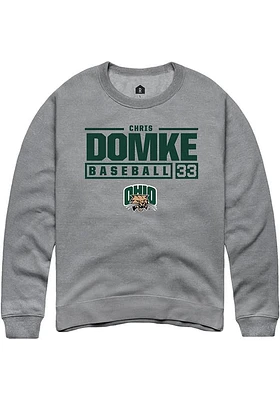 Chris Domke  Rally Ohio Bobcats Mens Graphite NIL Stacked Box Long Sleeve Crew Sweatshirt