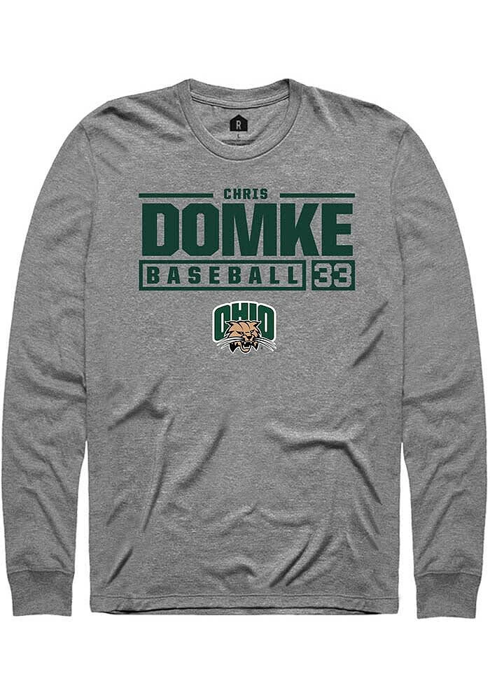 Chris Domke Ohio Bobcats Graphite Rally NIL Stacked Box Long Sleeve T Shirt
