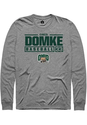 Chris Domke  Ohio Bobcats Graphite Rally NIL Stacked Box Long Sleeve T Shirt