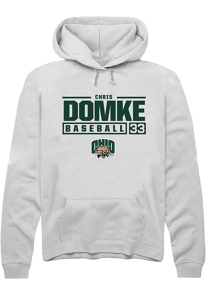 Chris Domke Rally Ohio Bobcats Mens NIL Stacked Box Long Sleeve Hoodie