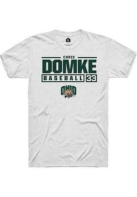 Chris Domke Ohio Bobcats Rally NIL Stacked Box Short Sleeve T Shirt