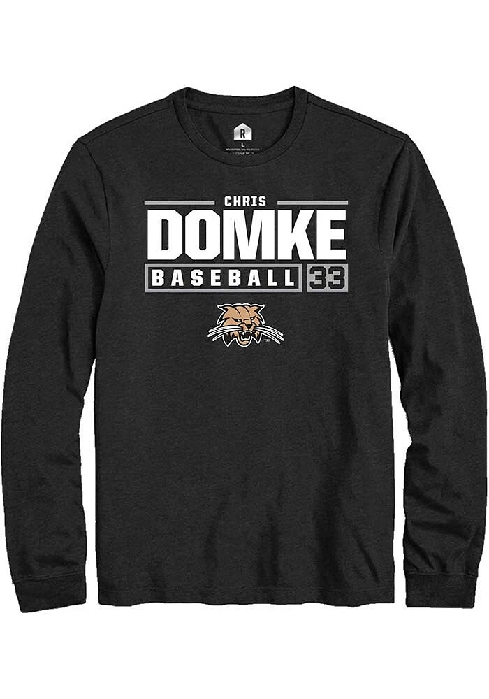 Chris Domke Ohio Bobcats Rally NIL Stacked Box Long Sleeve T Shirt
