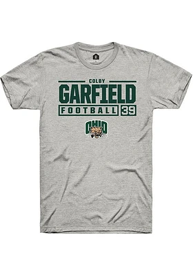 Colby Garfield  Ohio Bobcats Ash Rally NIL Stacked Box Short Sleeve T Shirt