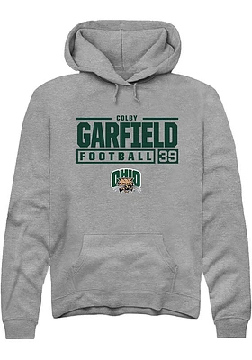 Colby Garfield  Rally Ohio Bobcats Mens Graphite NIL Stacked Box Long Sleeve Hoodie
