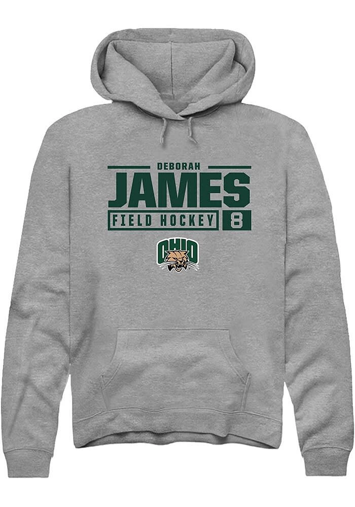 Deborah James  Rally Ohio Bobcats Mens Graphite NIL Stacked Box Long Sleeve Hoodie