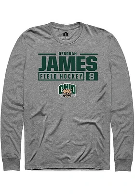 Deborah James  Ohio Bobcats Graphite Rally NIL Stacked Box Long Sleeve T Shirt