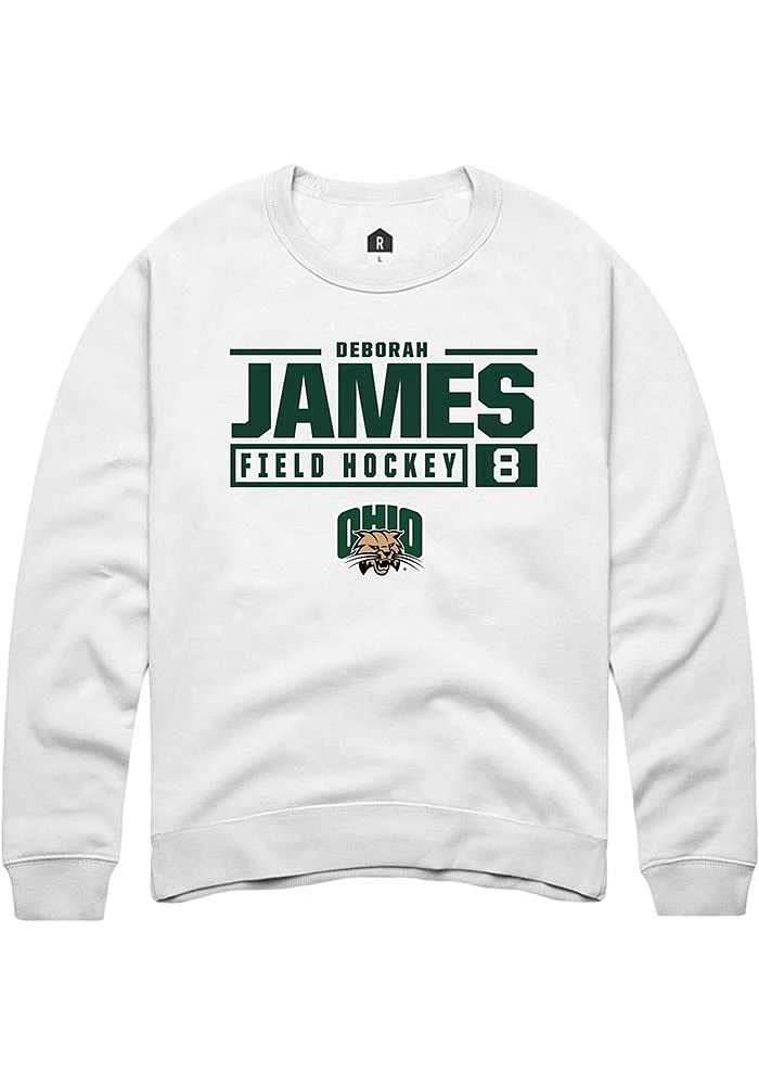 Deborah James Rally Ohio Bobcats Mens NIL Stacked Box Long Sleeve Crew Sweatshirt